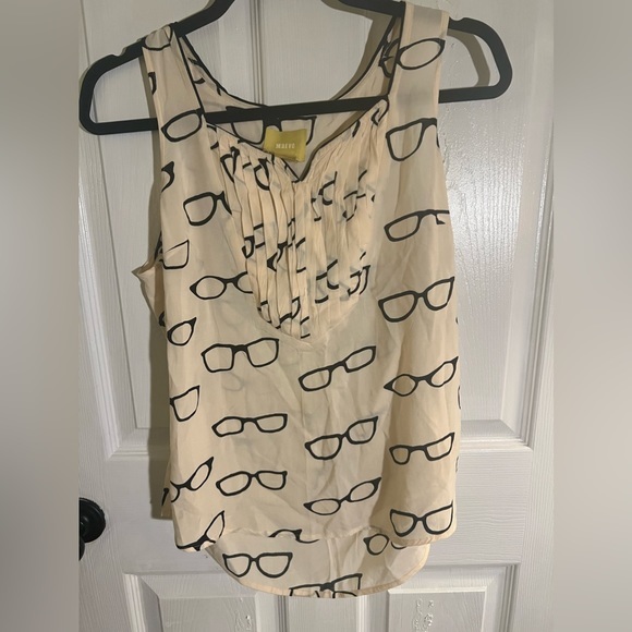 Maeve Tops - Maeve by Anthropologie soft blush and black sunglass top sz‎ 6